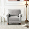 Grey Fabric Living Room Sofa Chair with Wood Legs, Single Seat