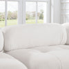 Modular L-Shaped Sofa with Ottoman, Button Tufted, Ivory Teddy Fabric