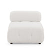 Modular L-Shaped Sofa with Ottoman, Button Tufted, Ivory Teddy Fabric