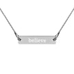 Collier chaîne à barre en argent gravé Believe