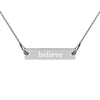 Collier chaîne à barre en argent gravé Believe