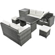 6-Piece All-Weather PE Rattan Sofa Set with Adjustable Seats & Storage