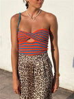 Tossy Off Shoulder Knit Tube Top - Sexy, Strapless, Backless, and Striped!