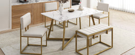 Modern Faux Marble 6-Piece Dining Set: 60