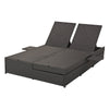 Outdoor Double Sunbed: Adjustable Wicker Rattan Reclining Chair Set