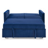 Blue Loveseat Sofa Bed with Pull-Out, Adjustable Back & Arm Pockets