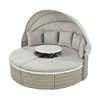 Two-Tone Rattan Outdoor Sectional Sofa Set with Retractable Canopy