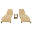 Portable Wood Chaise Lounge Set with Foldable Table, Brown - Patio/Pool/Garden