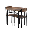 3-Piece Round Dining Set with Drop Leaf, Black Frame & Rustic Brown