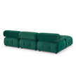 DIY L-Shaped Green Velvet Sofa, Button Tufted, Reversible Ottoman