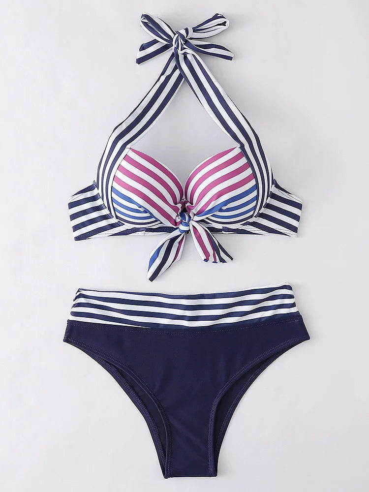 Ensemble bikini push-up imprimé - Maillot de bain brésilien d'été