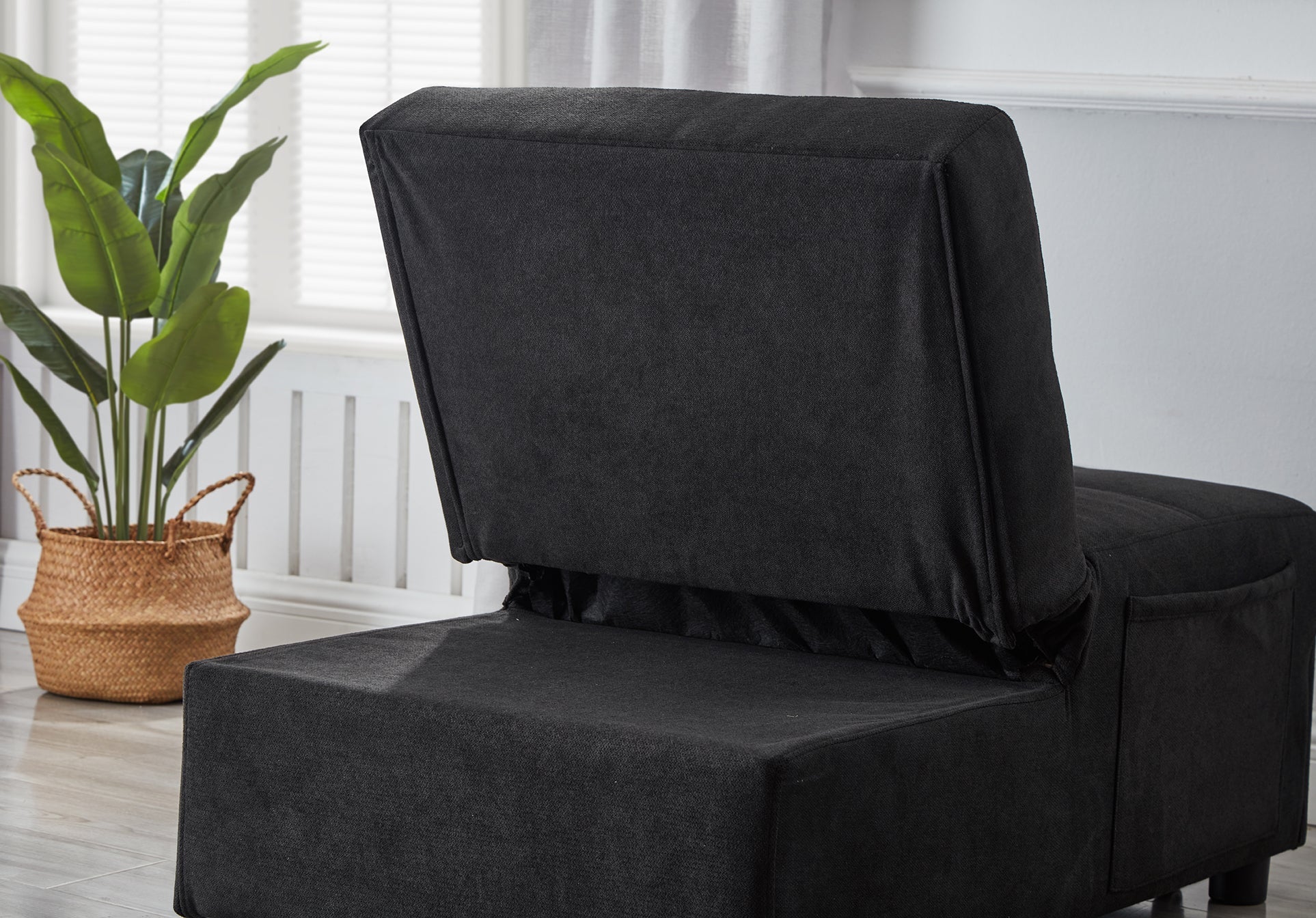 Black Linen Fabric Recliner Chair & Living Room Bedroom Furniture