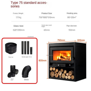 Elegant European Wood Burning Stove – Cozy Indoor Winter Heating