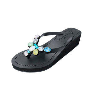 Dumbo - Rhinestone Mid Wedge Flip Flops