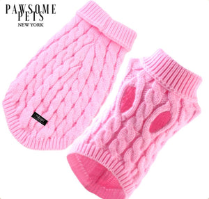 Pull en tricot torsadé (extra chaud) pour chien et chat - Rose