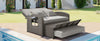 PE Wicker Rattan Double Chaise Lounge, Adjustable Reclining Daybed