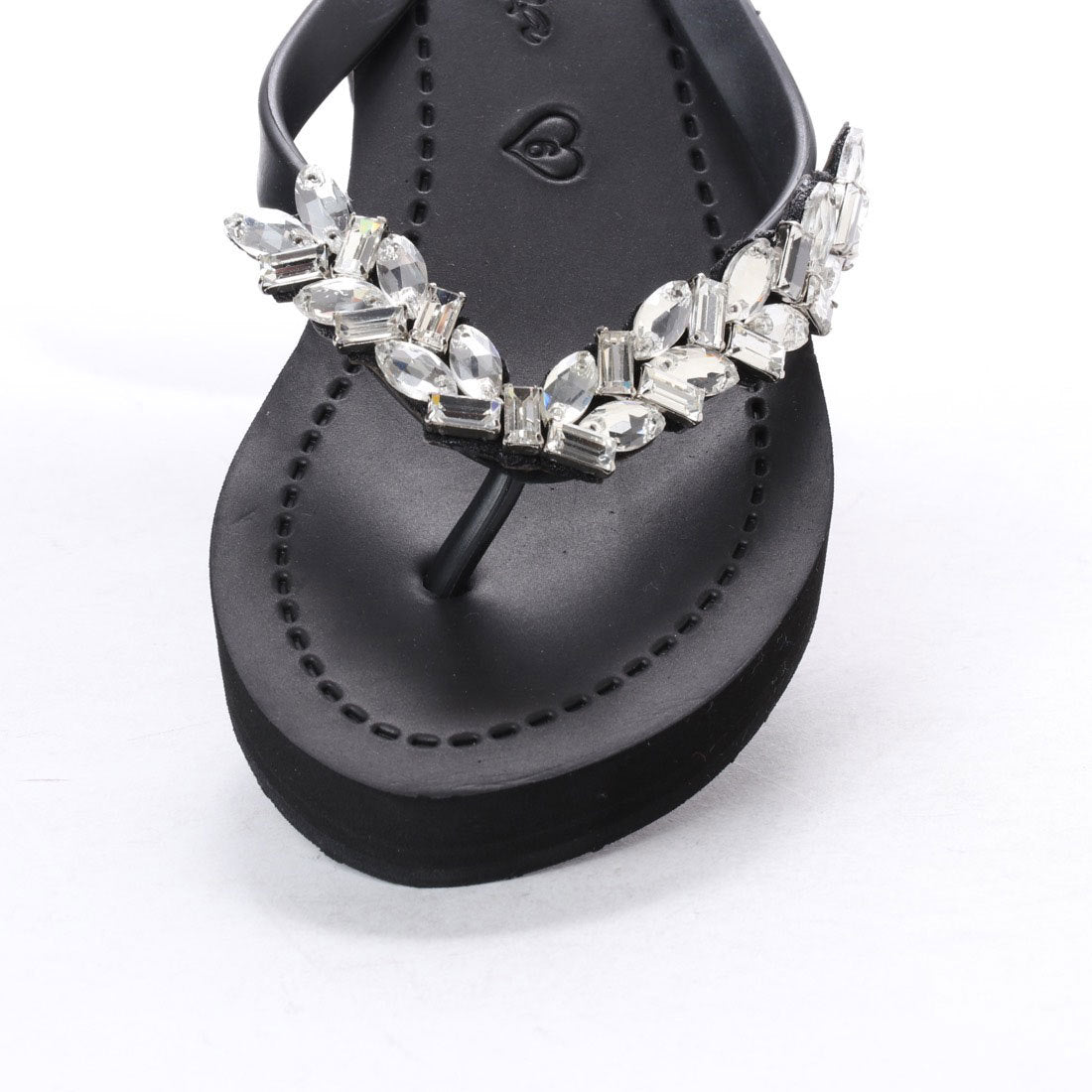 Greenwich - Rhine Stone Crystal Embellished Women's High Wedge Flip Flops Sandal