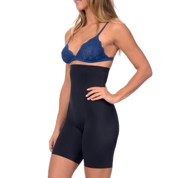 Shaper de jambe longue pour garçon, taille extra haute, avec double panneau avant ciblé, noir