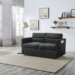 Black Loveseat Sofa Bed with Pull-Out Bed, Adjustable Back & Arm Pockets