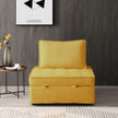 Yellow Linen Ottoman Sofa Bed with Pull-Out Lazy Sofa Feature