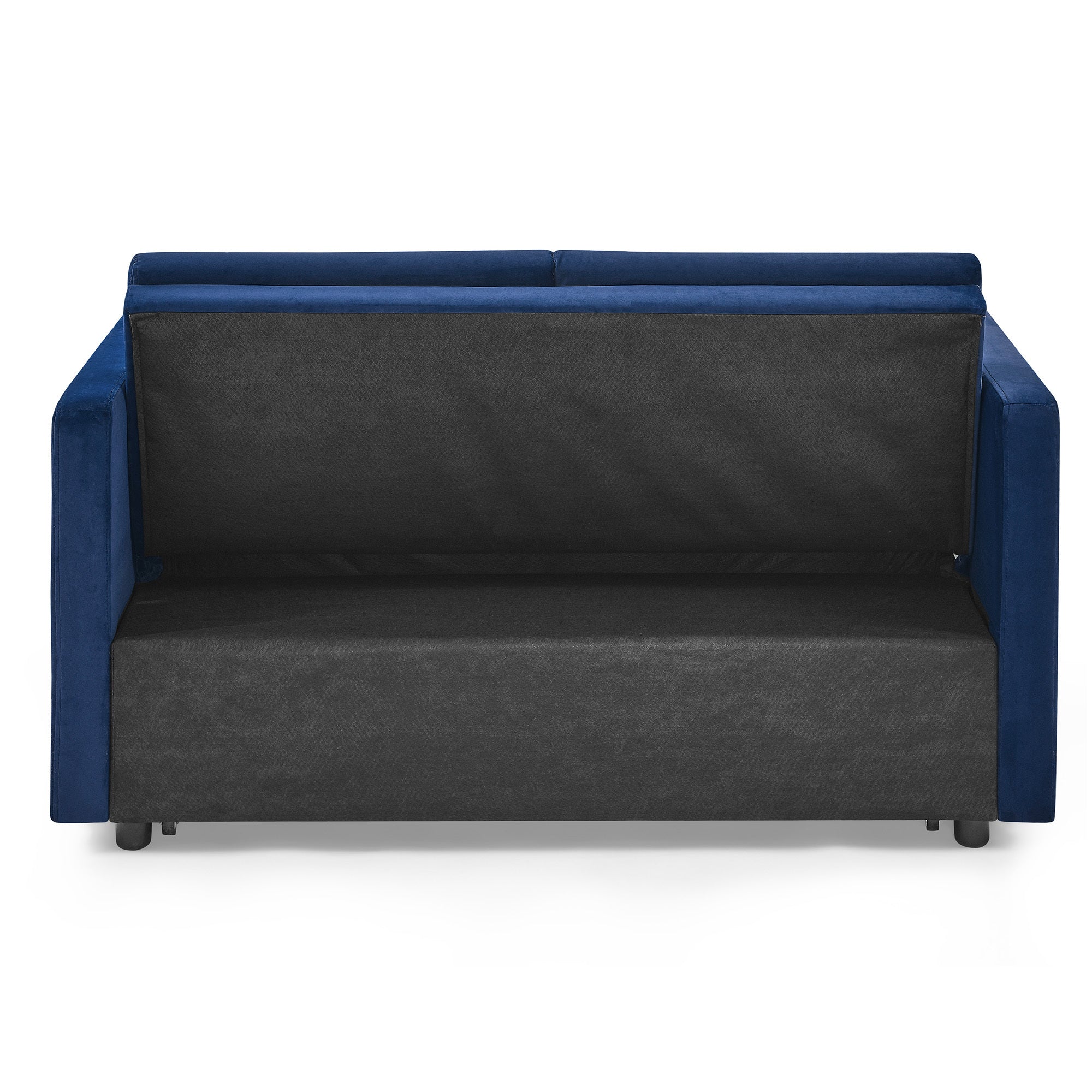 Blue Loveseat Sofa Bed with Pull-Out, Adjustable Back & Arm Pockets