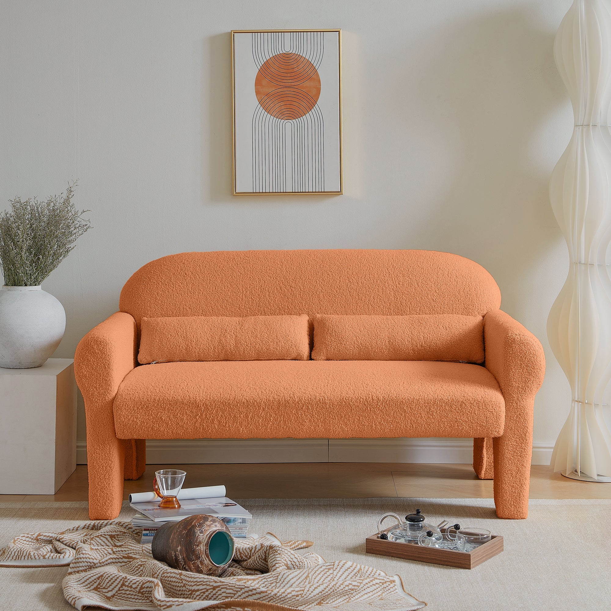 Modern Boucle Loveseat for Living Room