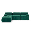 DIY L-Shaped Green Velvet Sofa, Button Tufted, Reversible Ottoman