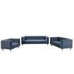 Modern 3-Piece Sofa Set with Wood Legs & Tufted Fleece Upholstery