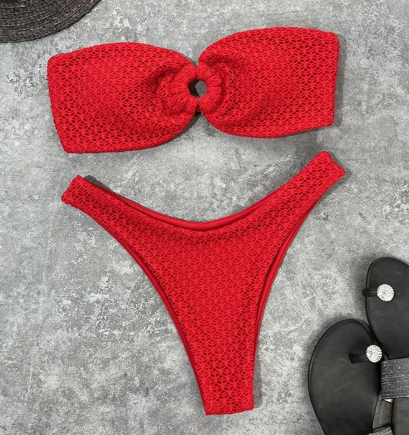 Sultry High-Cut Strapless Brazilian Bikini Set - Chic & Sexy Swimwear