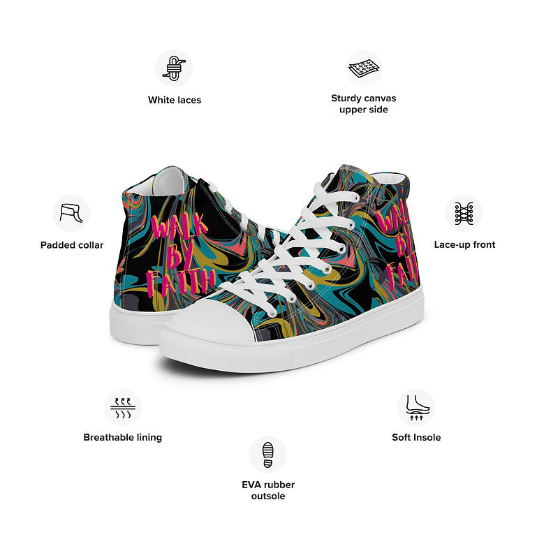 WALK BY FAITH- Women’s high top canvas shoes