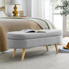 Grey Ottoman Oval Storage Bench, 43.5