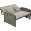 PE Wicker Rattan Double Chaise Lounge, Adjustable Reclining Daybed