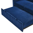 Blue Loveseat Sofa Bed with Pull-Out, Adjustable Back & Arm Pockets