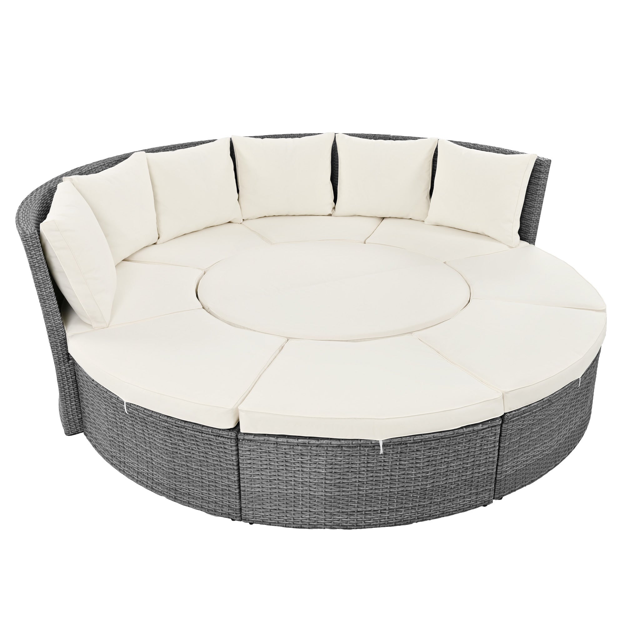 5-Piece All-Weather Rattan Patio Sofa Set w/ Table & Washable Cushions