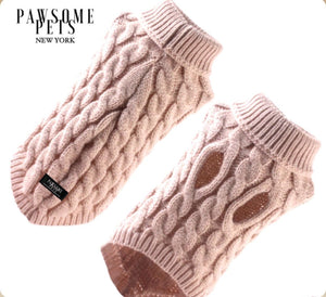 (Extra Warm) Dog and Cat Cable Knit Sweater - Beige