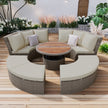 5-Piece Round Rattan Patio Sofa Set with Liftable Table & Washable Cushions