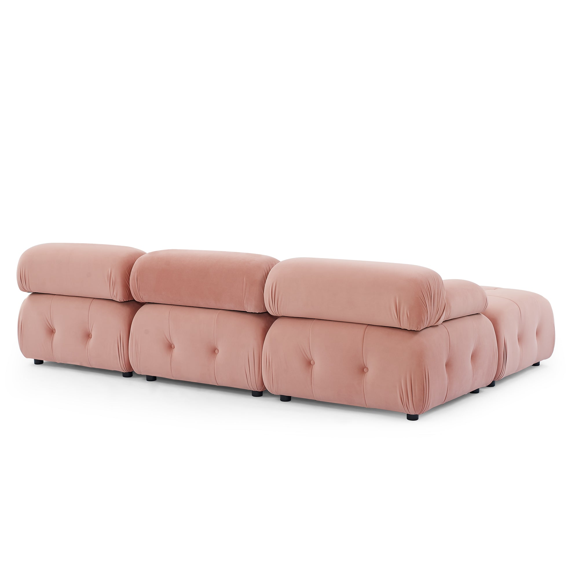 Pink Velvet Modular Sectional Sofa, Button-Tufted, L-Shaped, DIY Combo