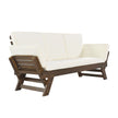 Adjustable Outdoor Wooden Daybed Sofa with Cushions, Brown & Beige