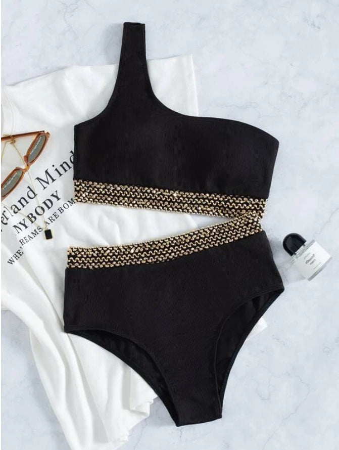 New Swimsuit Black Pit Bikini One Shoulder Bikini