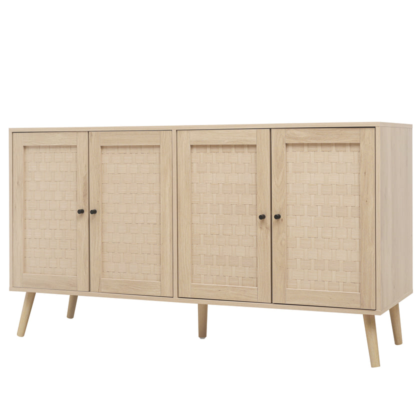 4 Door Accent Cabinet Sideboard Buffet Storage Cabinet with Adjustable Shelf for Entryway Living Room Bedroom
