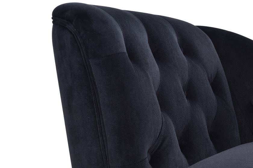 58 inch velvet lounge chair, button cluster right arm lounge chair with nail head decoration and solid wood legs