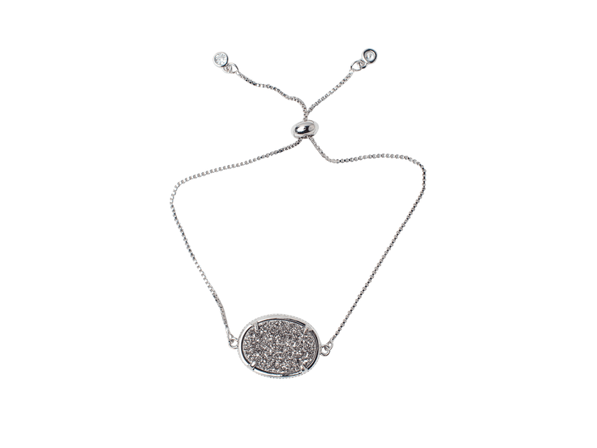 Ariana Large Druzy Bracelet in Silver