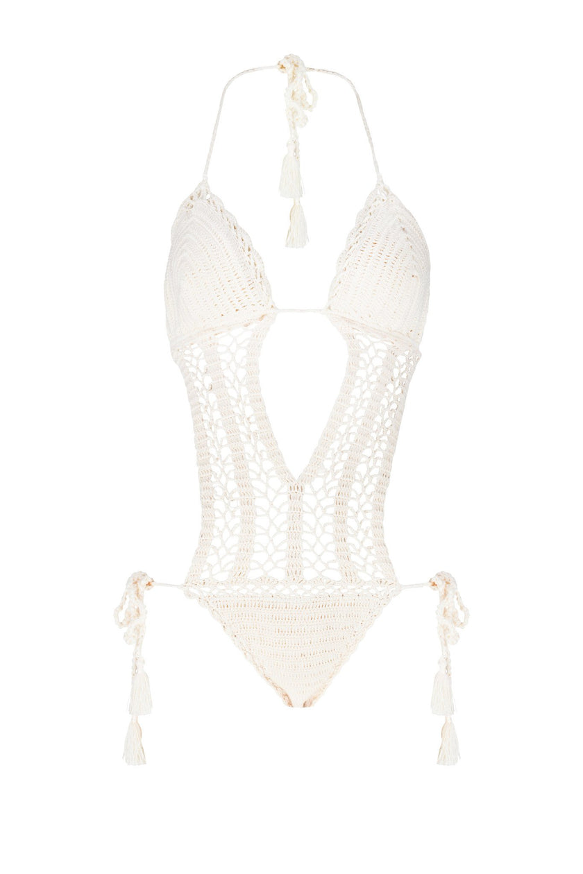 Mamadelta | La Turquesa Ecru Hand-Crocheted Playsuits