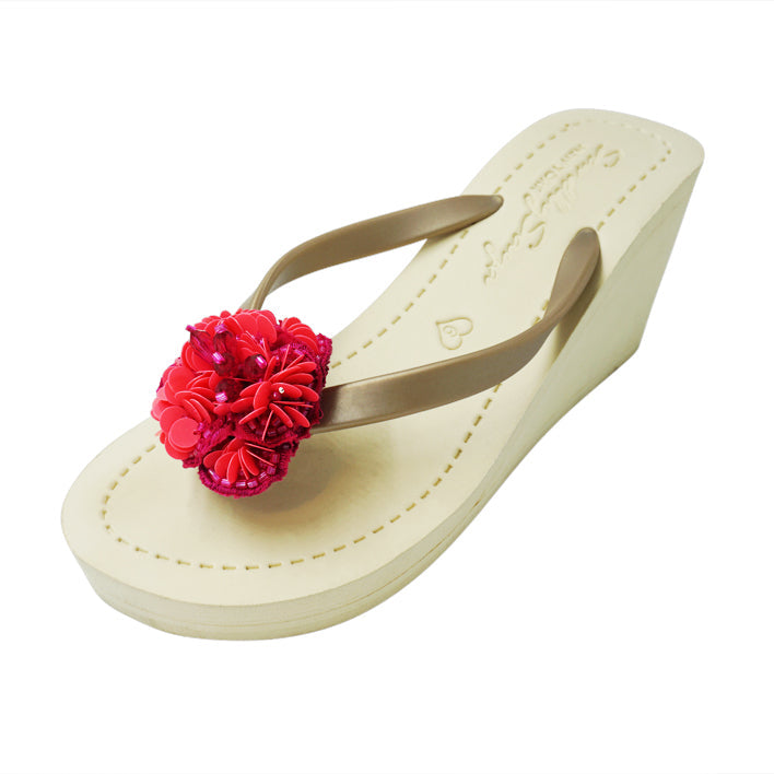 Pink Noho Flower- Women's High Wedge
