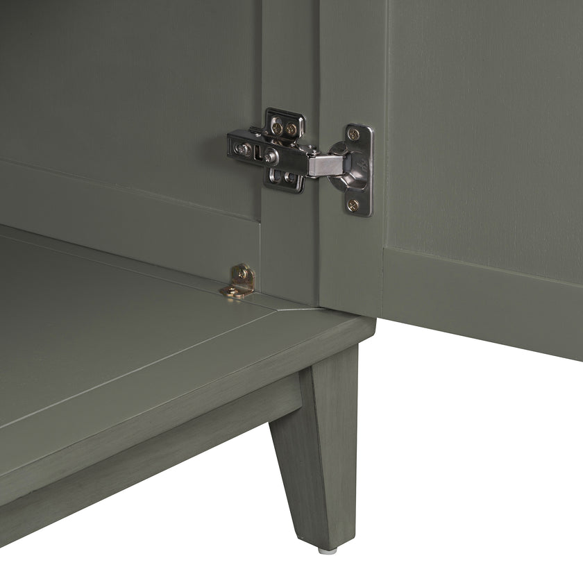 TREXM side panel with 4-door large storage buffet, adjustable shelves and metal handles (antique gray)