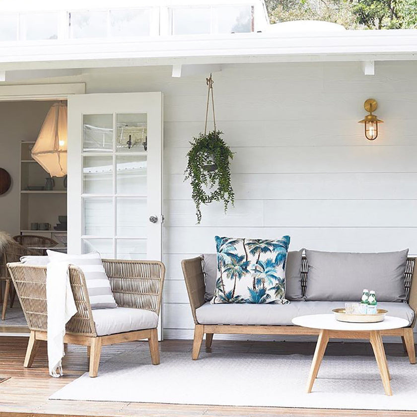 Cushion Cover-With Piping-Palm Trees Natural-60cm X 60cm