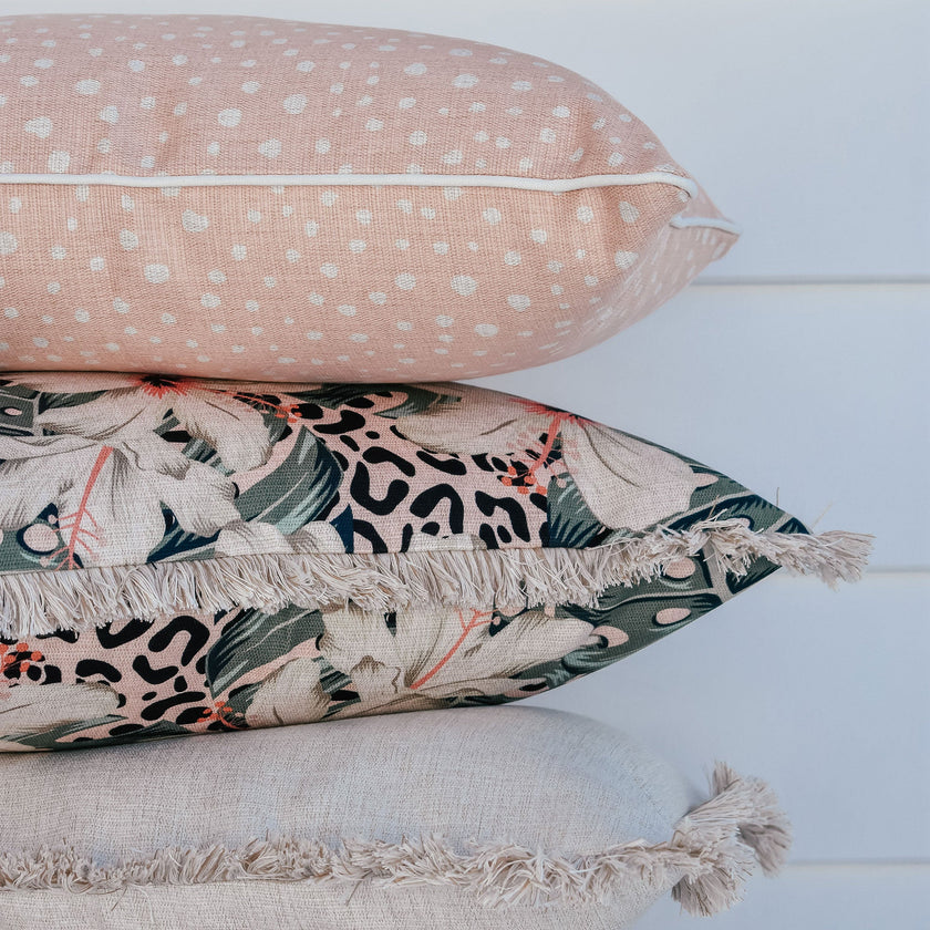 Cushion Cover-Coastal Fringe-Solid Natural-35cm X 50cm