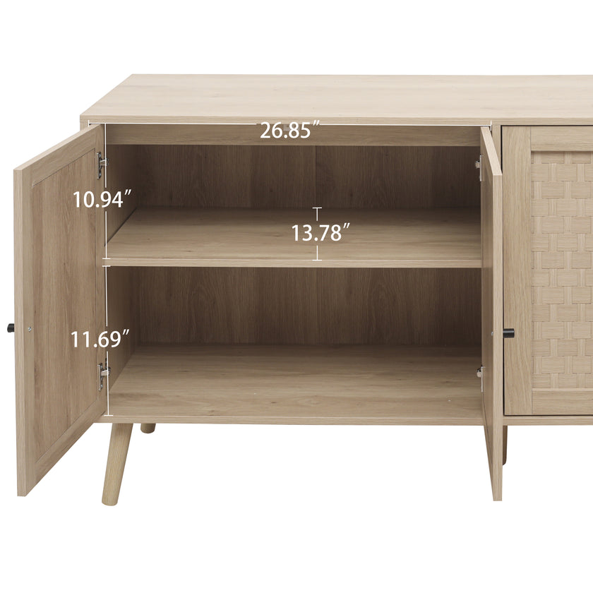 4 Door Accent Cabinet Sideboard Buffet Storage Cabinet with Adjustable Shelf for Entryway Living Room Bedroom
