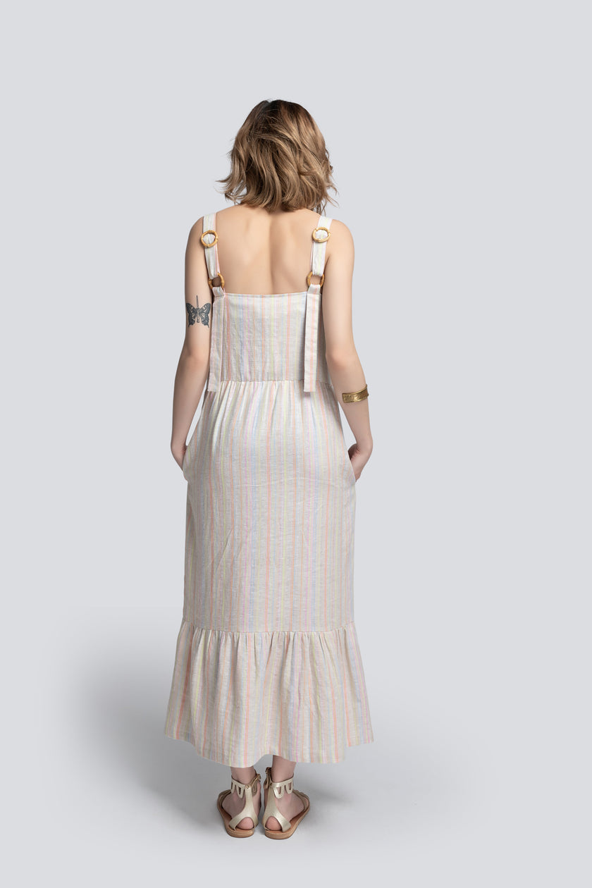 Gabriella Tiered Sundress in Striped Linen