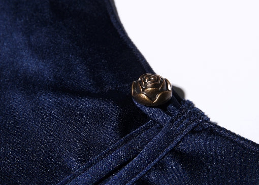 Reconstructed Elegance Cropped Top in Navy Blue